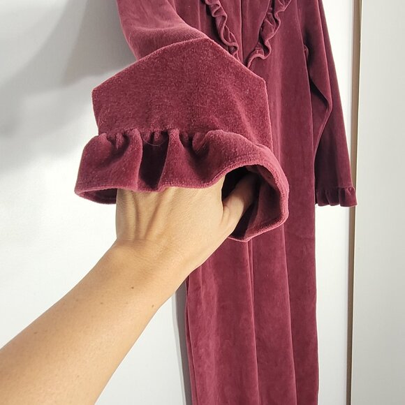 Countess Vintage Burgundy House Robe Pockets Zipper Sleepwear Grandma Size Small - Picture 4 of 10